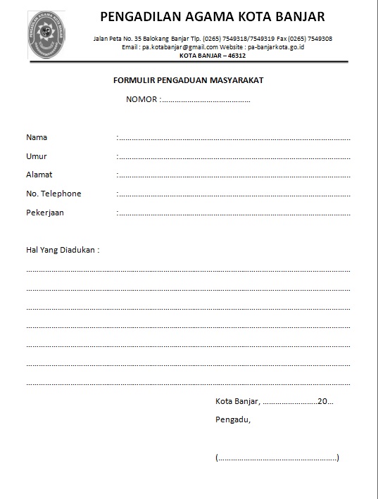 Form Pengaduan